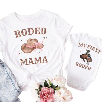 My First Rodeo Custom Cowboy Matching 1st Birthday Family T Shirts, Custom Western First Birthday Boy Family Shirts ET0358