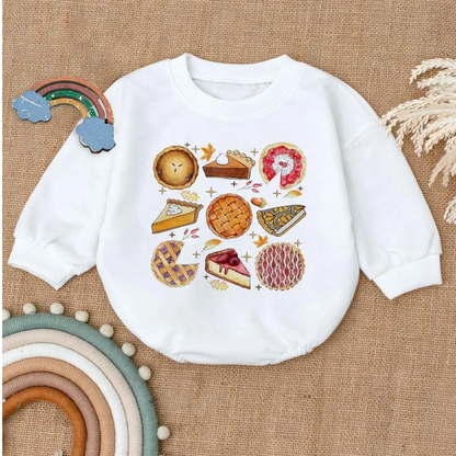 Baby Pumpkin Pie Romper Sweatshirt, Thanksgiving Fall Baby Romper Sweatshirt BB0100
