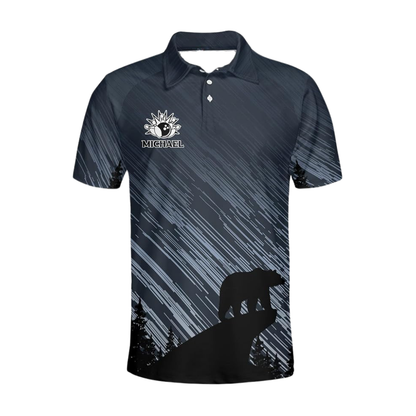 Custom Meteor Bear Bowling Mens Polo Shirt, Custom Bear Lover Bowling Team Shirt BZ0787