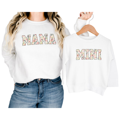 Floral Mama And Mini Sweatshirt Matching, Mother And Child Flower Sweatshirts ET1469