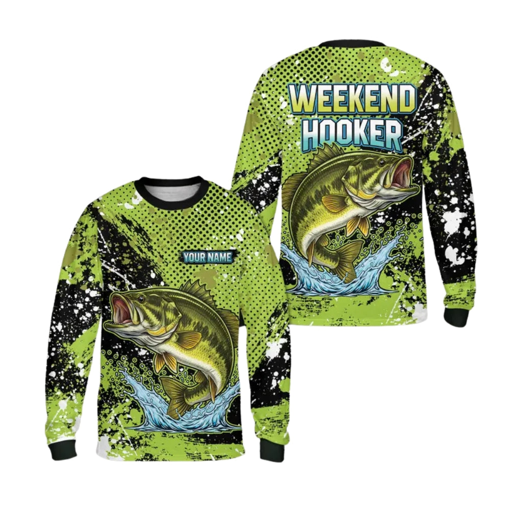 Personalized Bass Fishing Long Sleeve Shirt For Men, Custom Name Fishing Shirts ET0055
