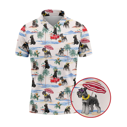 Men's Schnauzer Tropical Golf Polo Shirt, Schnauzer Tropical Golf Shirt GZ0353