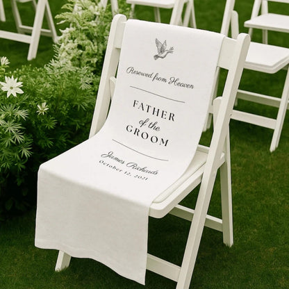 Reserved From Heaven Personalized Father Of The Groom Wedding Memorial Fabric Sign, Personalized Wedding Memorial Sign for Wedding Seat WD0250