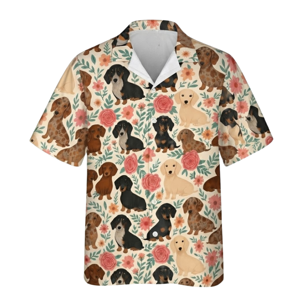 Dachshund Floral Hawaiian Shirt For Men Women, Dachshund Lover Hawaiian Shirts HE0574