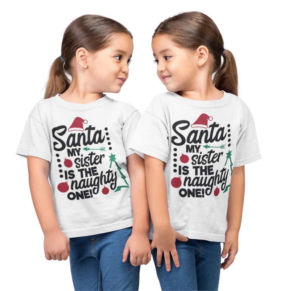 Santa My Sister Is The Naughty One Matching Sibling T Shirt, Funny Christmas Sibling Matching Shirts ET1228