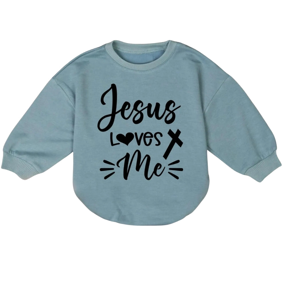 Jesus Loves Me Baby Romper Sweatshirt, Christian Baby Romper Sweatshirt BB0185