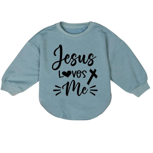 Jesus Loves Me Baby Romper Sweatshirt, Christian Baby Romper Sweatshirt BB0185