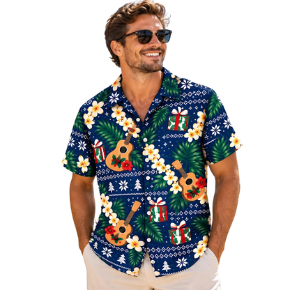Ukulele Christmas Hawaiian Shirt For Men Women, Xmas Guitar Lover Hawaiian Shirt HE0860