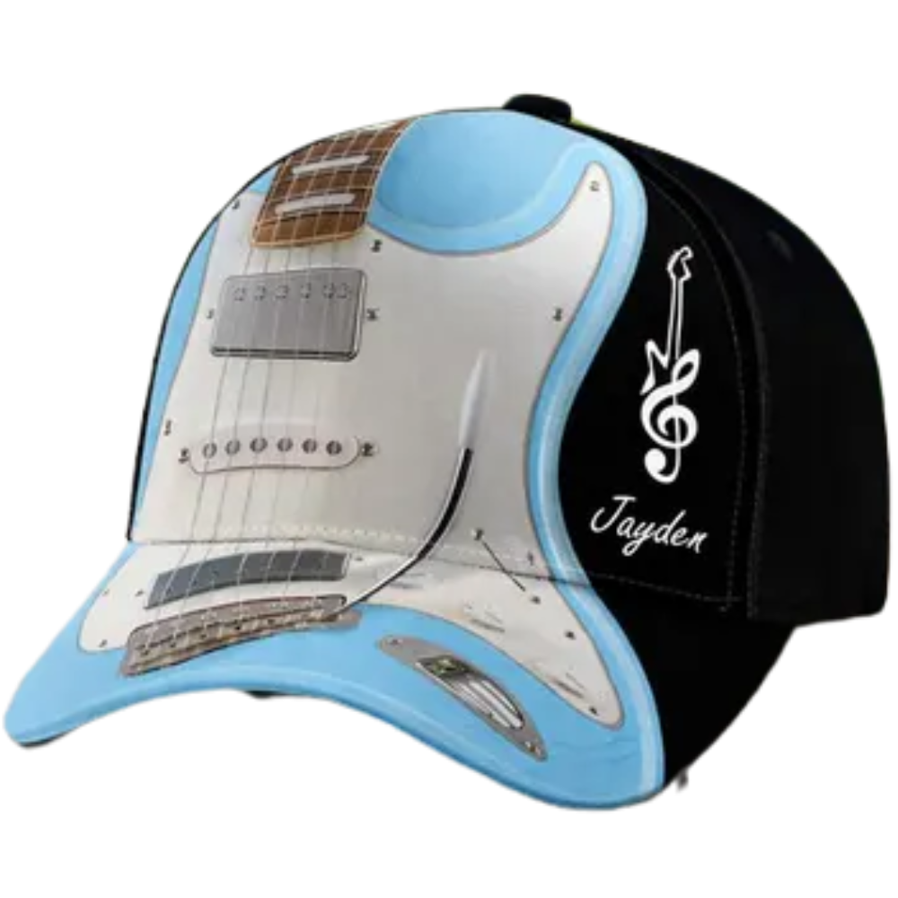 Custom Electric Guitar 3D Baseball Cap, Custom Name Guitarist Cap Hat CP0639