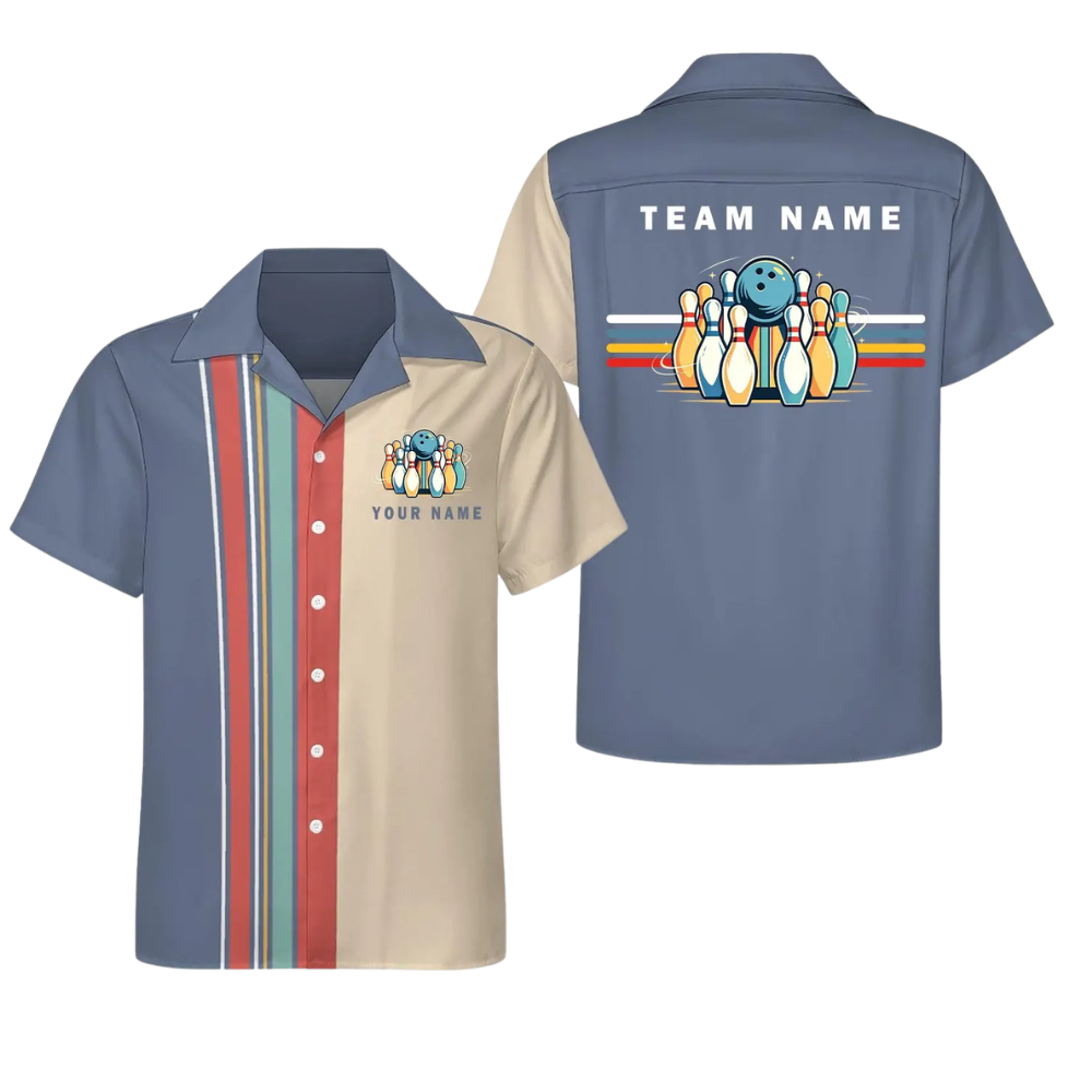Custom Retro Bowling Hawaiian Shirt Men Women, Custom Retro Bowling Team Shirt BE0251