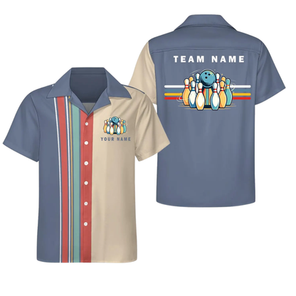 Custom Retro Bowling Hawaiian Shirt Men Women, Custom Retro Bowling Team Shirt BE0251