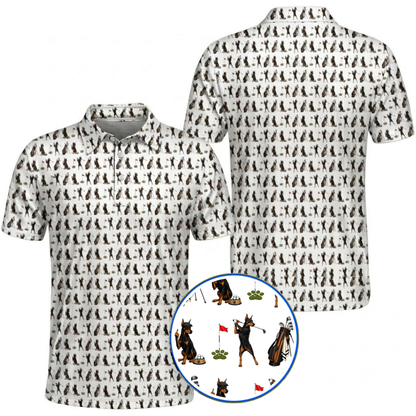 Doberman Funny Golf Mens Polo Shirt, Doberman Dog Golf Shirt GZ0377