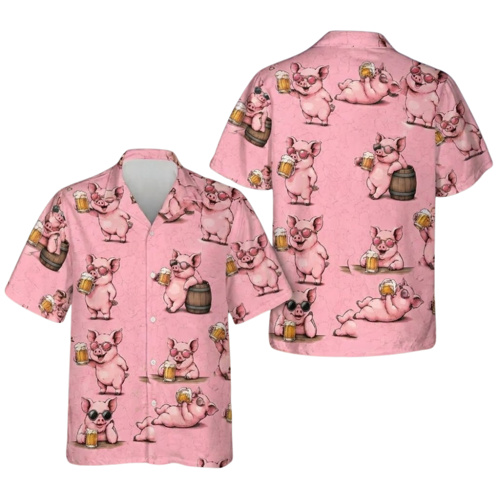 Funny Pig And Beer Hawaiian Shirt For Mens, Pig Beer Lover Hawaiian Shirt HE0665