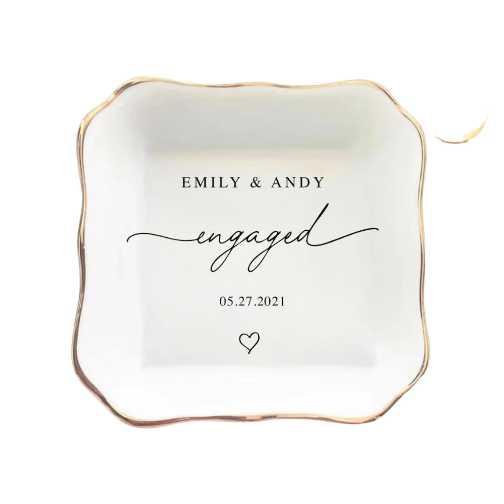 Personalized Engagement Ring Dish, Custom Ring Dish For Couple Wedding WD0006