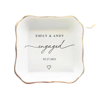 Personalized Engagement Ring Dish, Custom Ring Dish For Couple Wedding WD0006