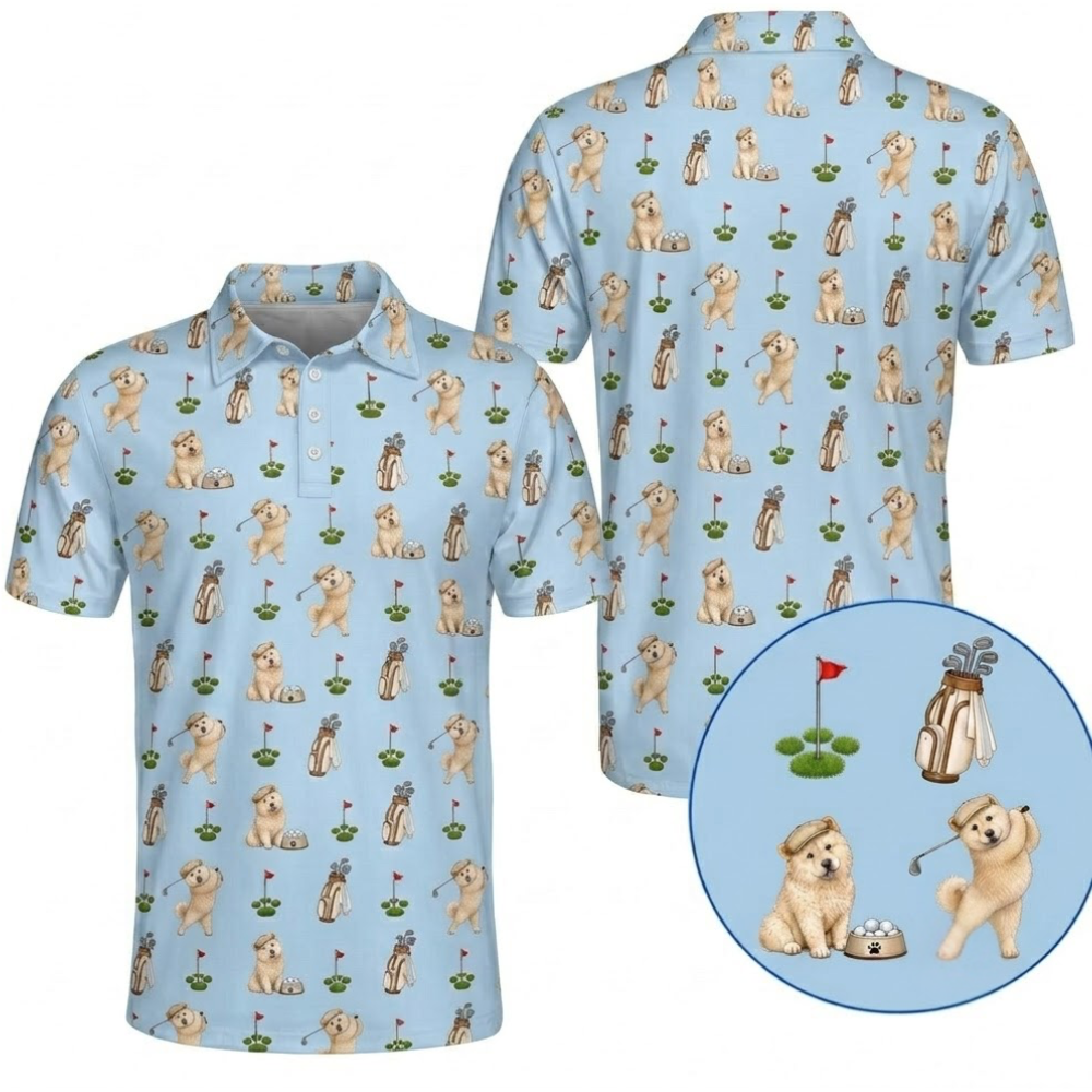 Cute Chow Chow Dog Golf Polo Shirt Mens, Chow Chow Dog Golf Shirt GZ0396