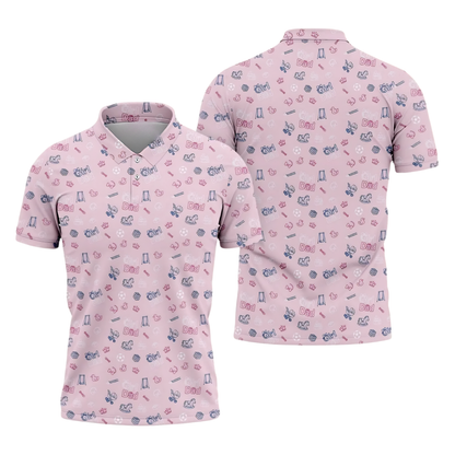 Girl Dad Pink Golf Polo Shirt Mens, Dad With Daughter Golf Shirts For Father's Day GE0446
