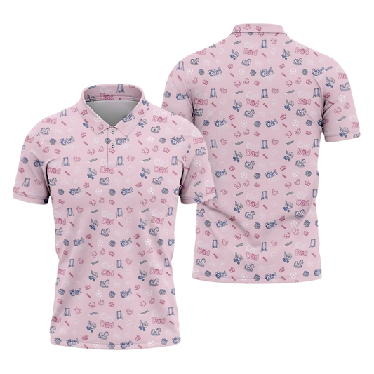 Girl Dad Pink Golf Polo Shirt Mens, Dad With Daughter Golf Shirts For Father's Day GE0446