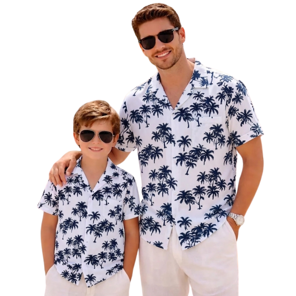 Blue Palm Tree Matching Family Hawaiian Shirt, Tropical Hawaiian Shirts For Family ET1096