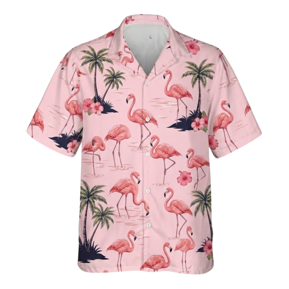 Flamingo Tropical Hawaiian Shirt For Women Men, Flamingo Pink Hawaiian Shirts HE0521
