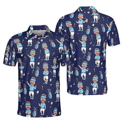 Custom Face Cartoon Golf Polo Shirt For Mens, Custom Photo Golf Shirts GE0255