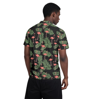 Tropical Flamingo Matching Golf Polo Shirt For Men And Women, Couple Famingo Golf Shirts GE0576