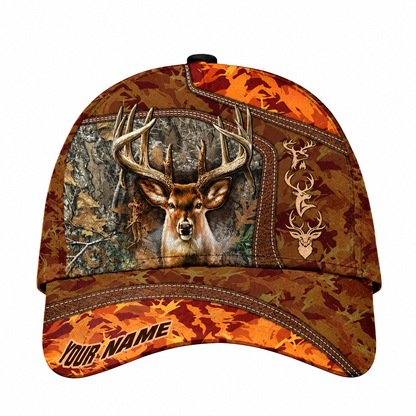 Personalized Deer Hunting Forest Camo Baseball Cap, Custom Name Hunter Cap Hat CP0768