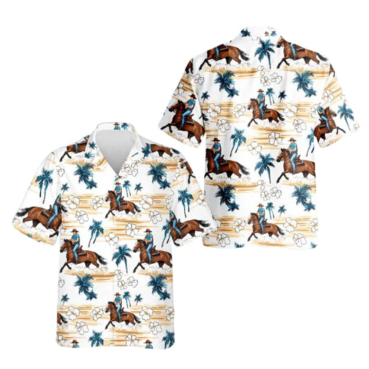 Cowboy Horse Ring Men's Tropical Hawaiian Shirt, Western Cowboy Hawaiian Shirts HE0568