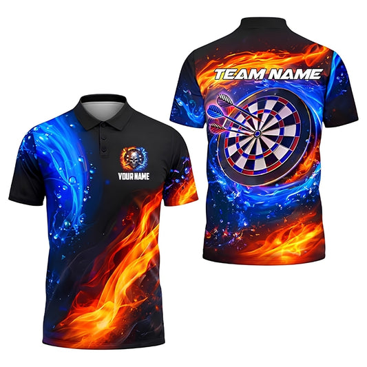 Custom Team Blue Orange Lightning Darts Men Polo Shirt, Custom Darts Shirts DZ0087