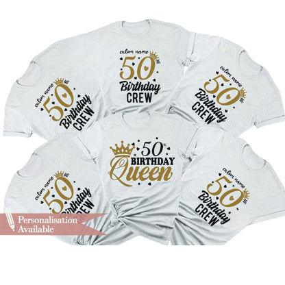 Personalized 50th Birthday Queen Matching T Shirt, Custom Birthday Crew Matching Shirts ET0862