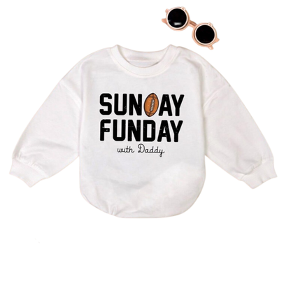 Sunday Funday With Daddy Baby Romper Sweater, Baby Football Lover Romper Sweatshirt BB0225