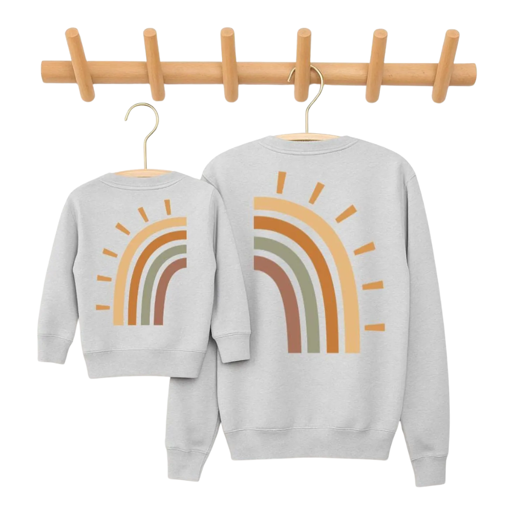 Rainbow Retro Mommy And Baby Sweatshirt Matching, Rainbow Family Sweatshirt ET1666