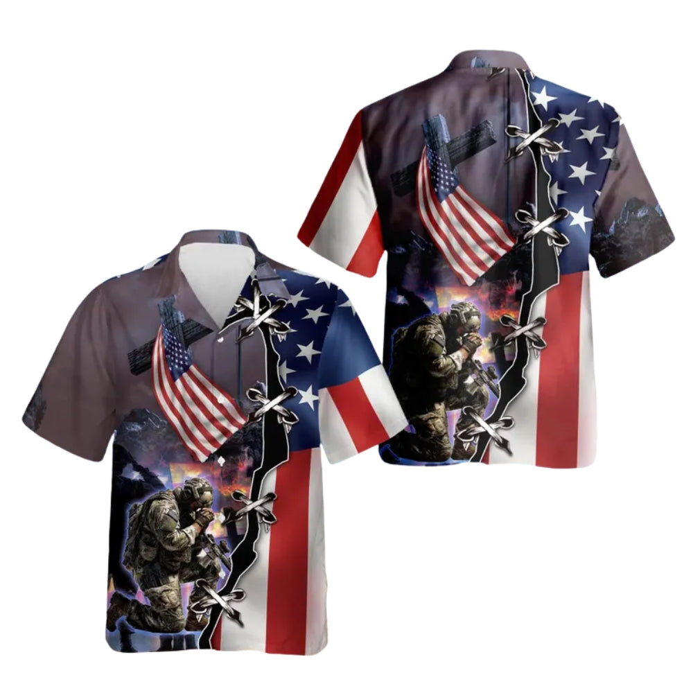 Veteran American Flag Hawaiian Shirt For Men, US Military Hawaiian Shirts HE0431