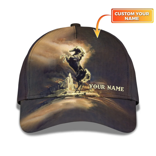 Animal Horse Lightweight Custom Name Cap Personalized Hat with Graphic Design CA0375