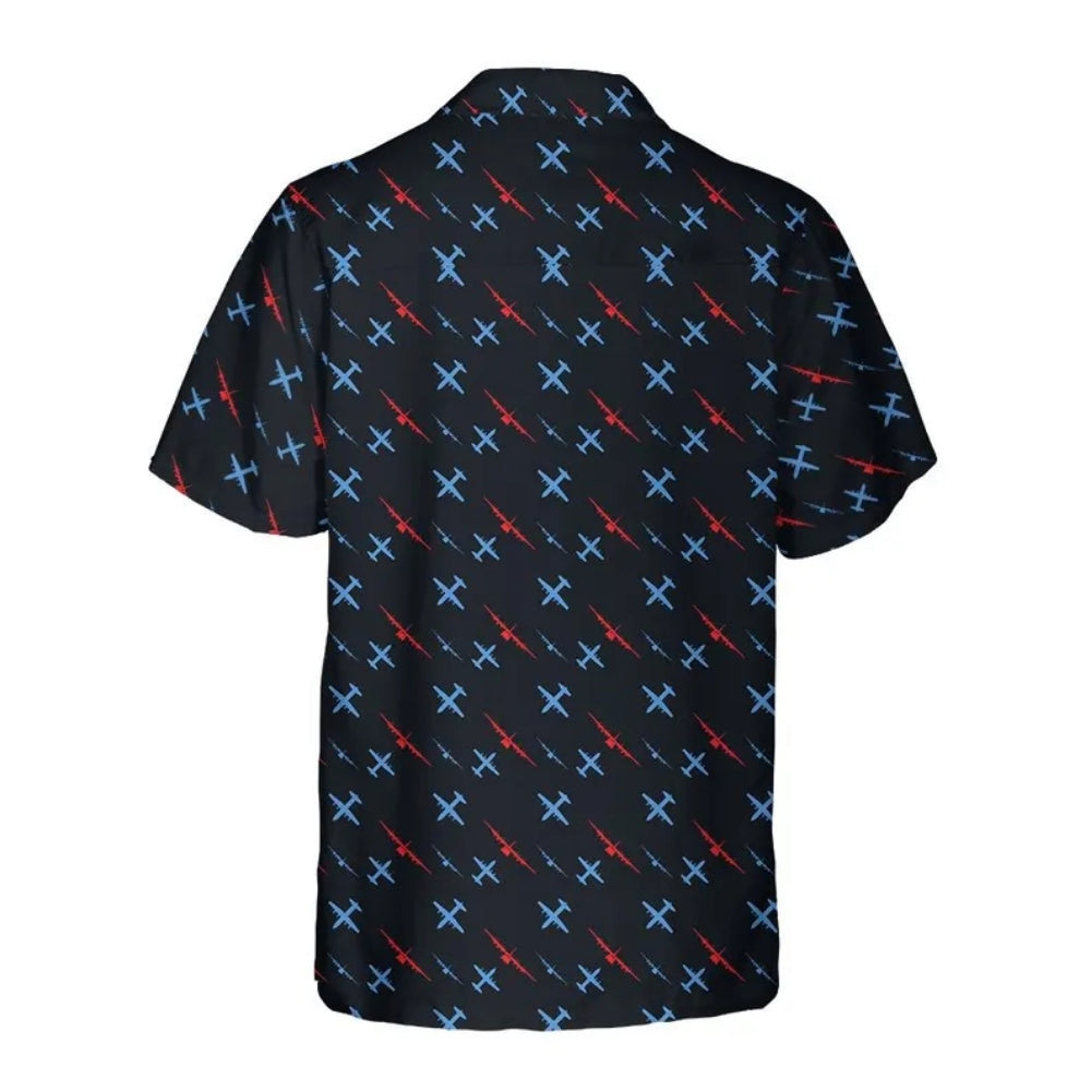 Fighter Plane Blue Red Hawaiian Shirts For Men, Aircraft Lover Hawaiian Shirts HE0180
