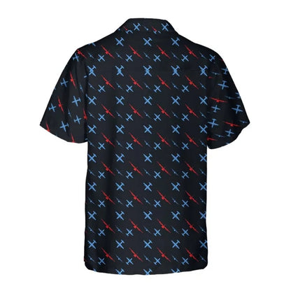 Fighter Plane Blue Red Hawaiian Shirts For Men, Aircraft Lover Hawaiian Shirts HE0180