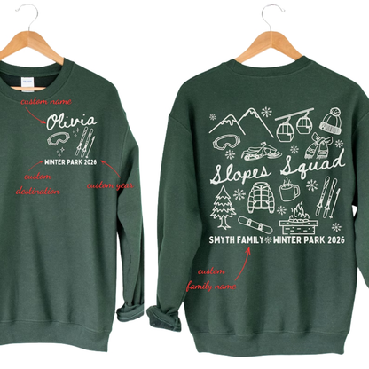 Personalized Ski Trip Matching Family Sweatshirt, Custom Winter Vacation Family Sweatshirts ET1358