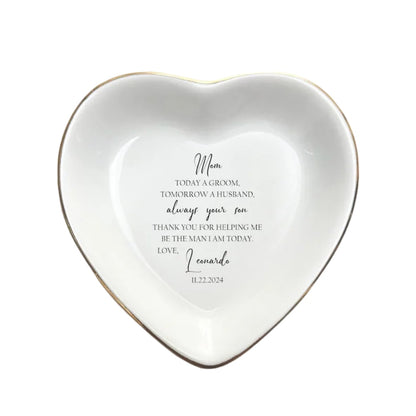 Today A Groom Forever Your Son Custom Wedding Ring Dish For Mother of Groom, Personalized Mother of Groom Jewelry Dish from Son WD0135