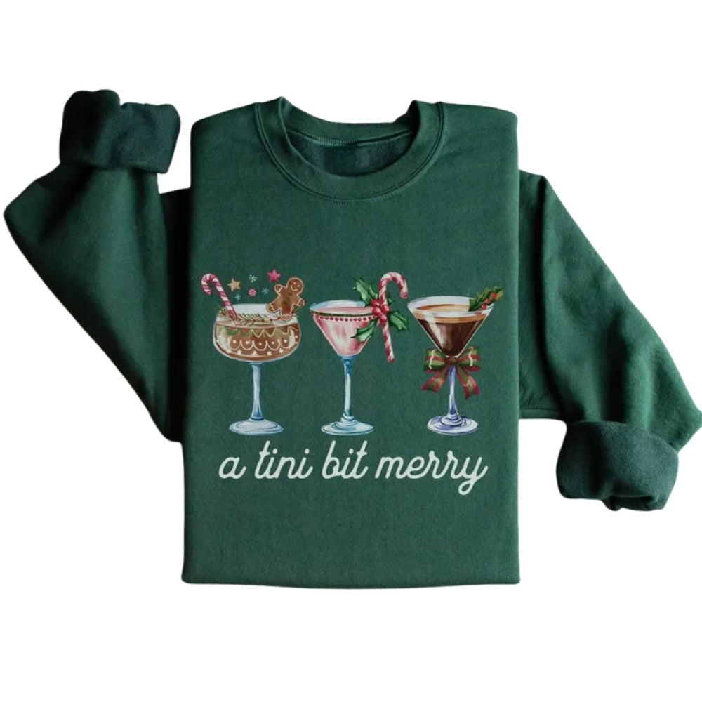 A Tini Bit Merry Christmas Sweatshirt, Christmas Martini Sweatshirt 2D0345