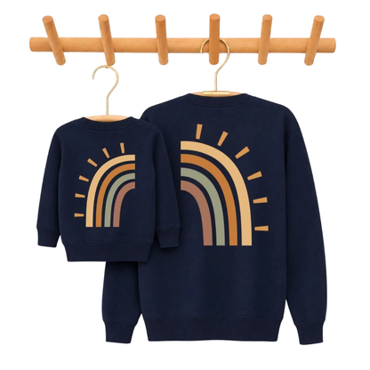 Rainbow Retro Mommy And Baby Sweatshirt Matching, Rainbow Family Sweatshirt ET1666