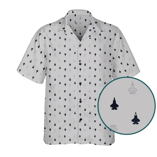 Military Fighter Plane Men's Hawaiian Shirts White Black, Aircraft Hawaiian Shirts For Veteran HE0181