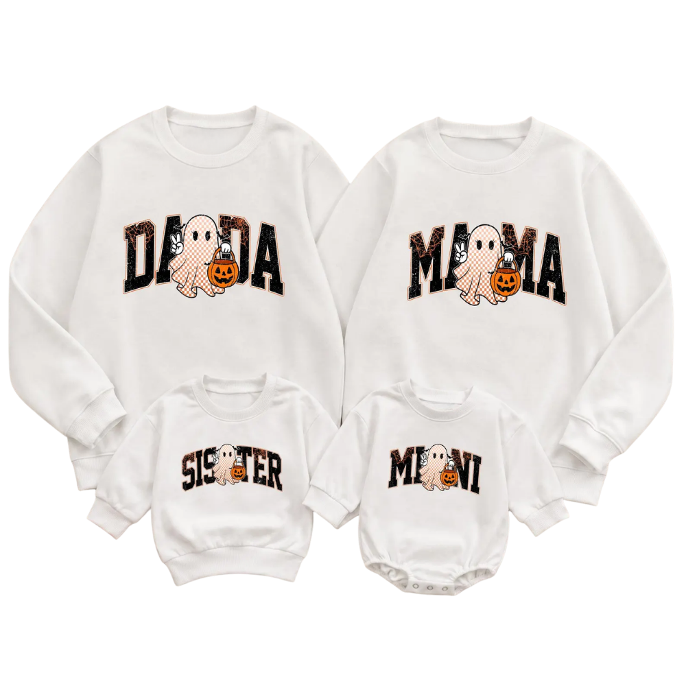 Ghost Dada Mama And Baby Matching Sweatshirts, Halloween Family Sweatshirts ET1564