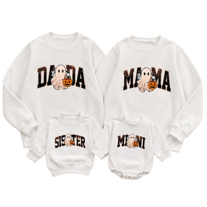 Ghost Dada Mama And Baby Matching Sweatshirts, Halloween Family Sweatshirts ET1564