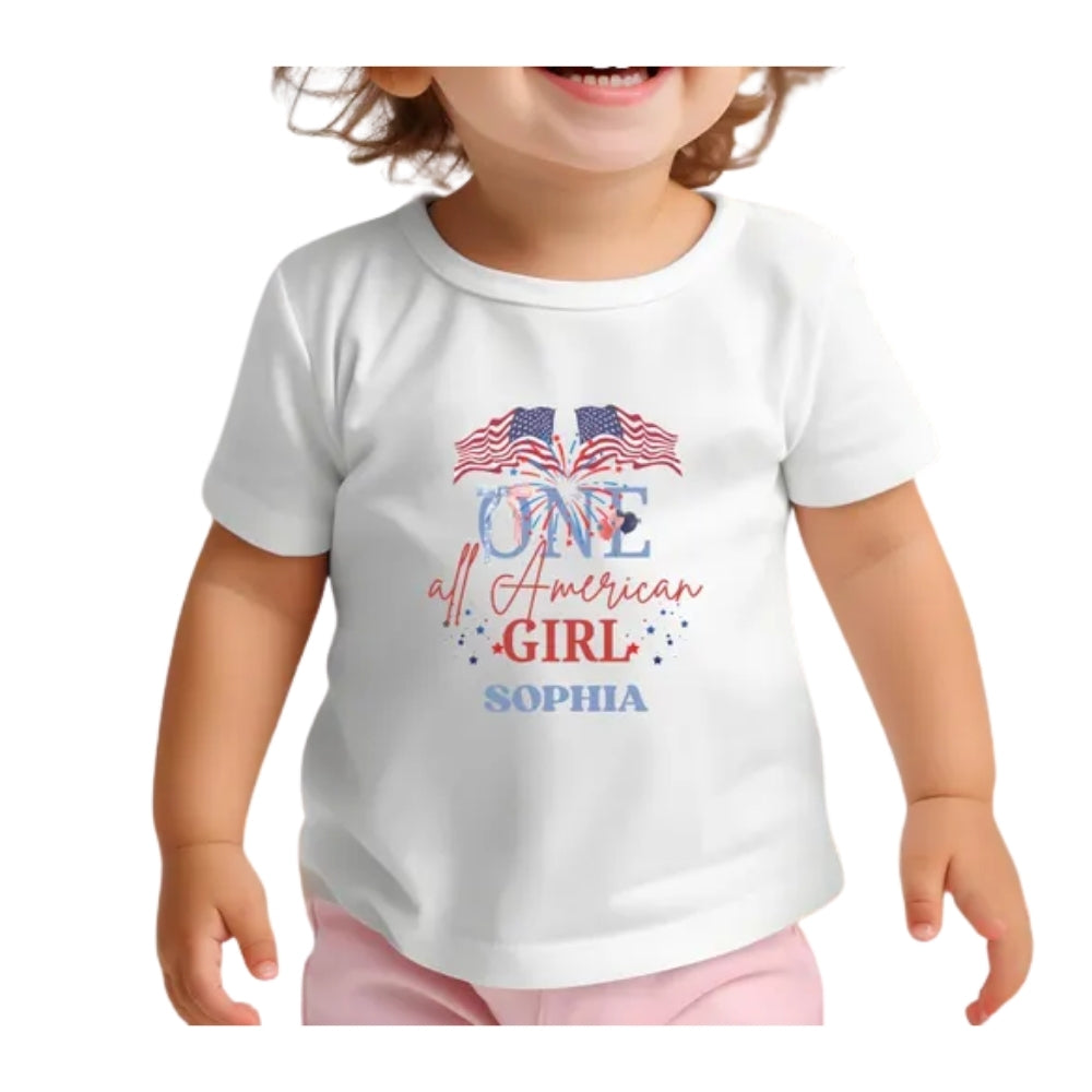 One All American Custom 1st Birthday Matching Family 4th Of July T Shirts, Custom Fourth Of July Birthday Family Shirts ET0676