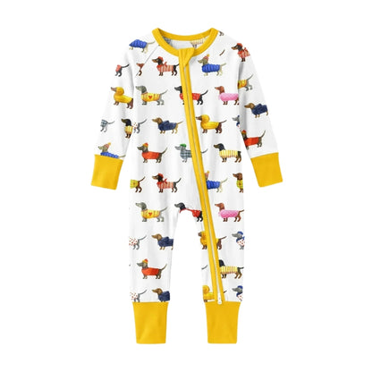 Dachshund Dog Baby Convertible Zipper Romper, Dachshund Convertible Romper For Baby BB0667