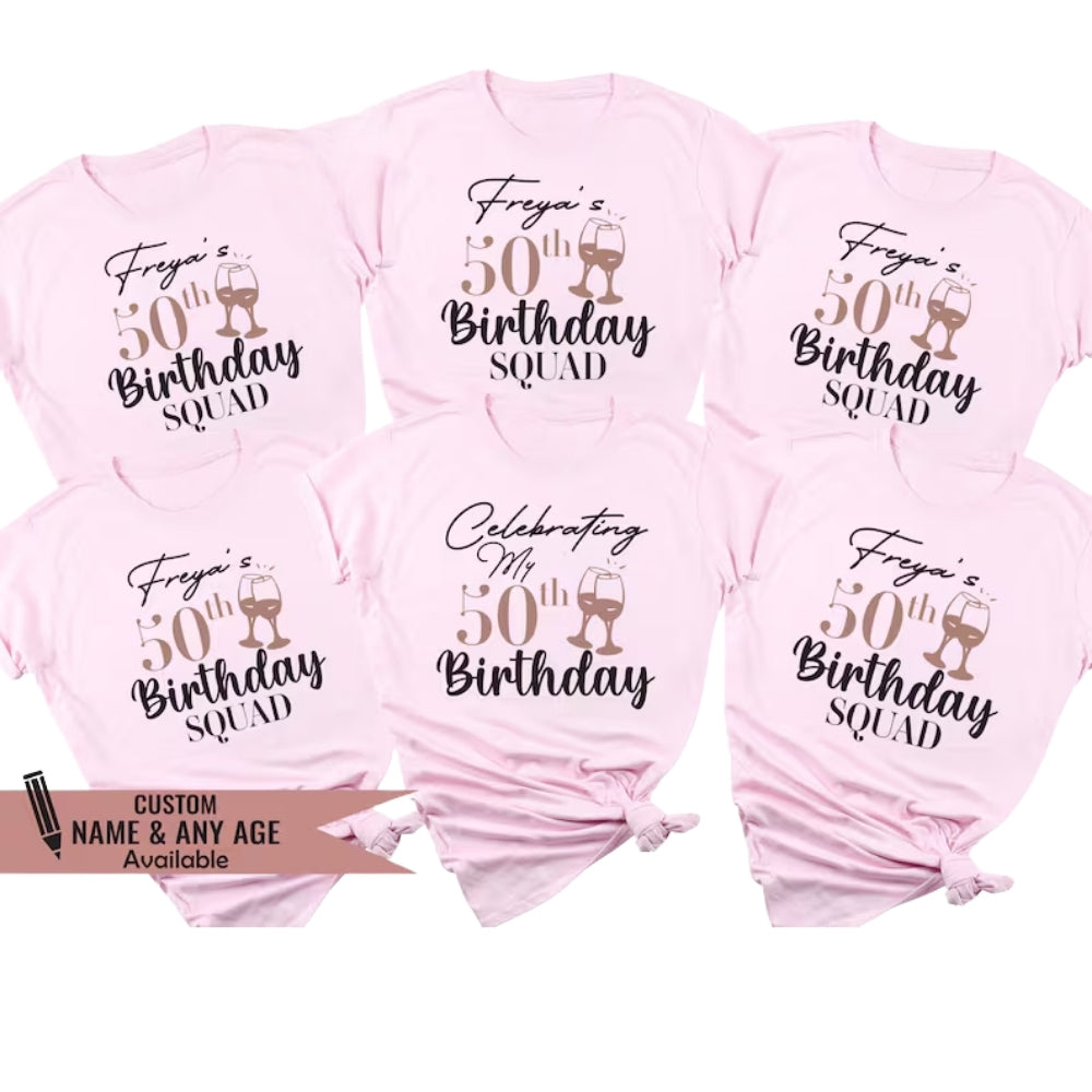 Personalized 50th Birthday Queen Matching T Shirt, Custom Birthday Crew Matching Shirts ET0862