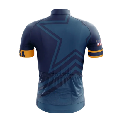 USA American Flag Mens Cycling Short Sleeve Jersey, Patriotic Navy Cycling Jersey CG0867