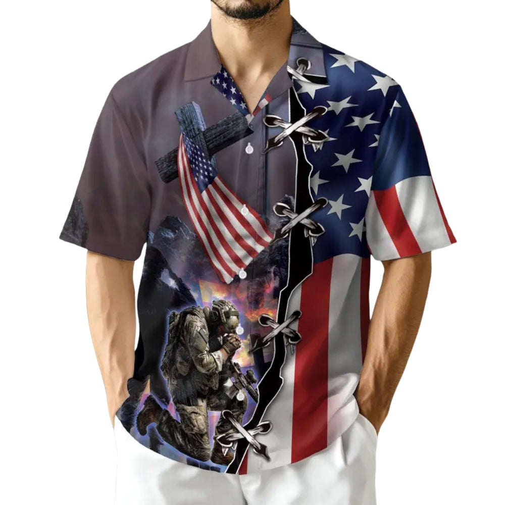 Veteran American Flag Hawaiian Shirt For Men, US Military Hawaiian Shirts HE0431
