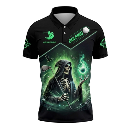 Hello Darkness My Old Friend I've Come To Play With You Again Skeleton Custom Mens Golf Polo Shirt, Custom Skull Funny Golf Shirts GZ0316