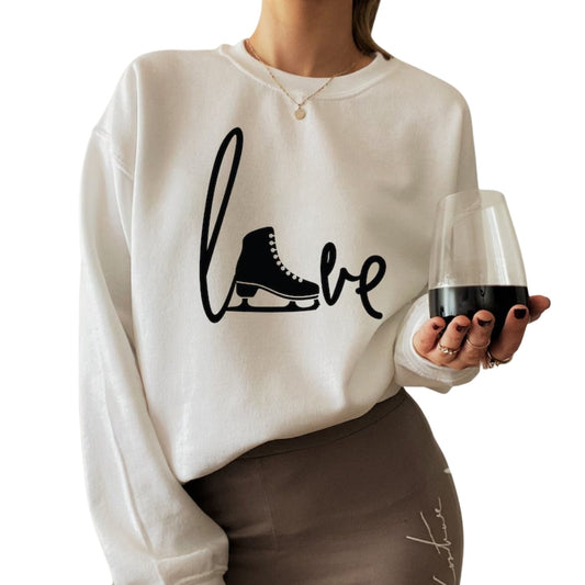 Love Ice Skating Sweatshirt, Women's Ice Skating Sweatshirt 2D0794